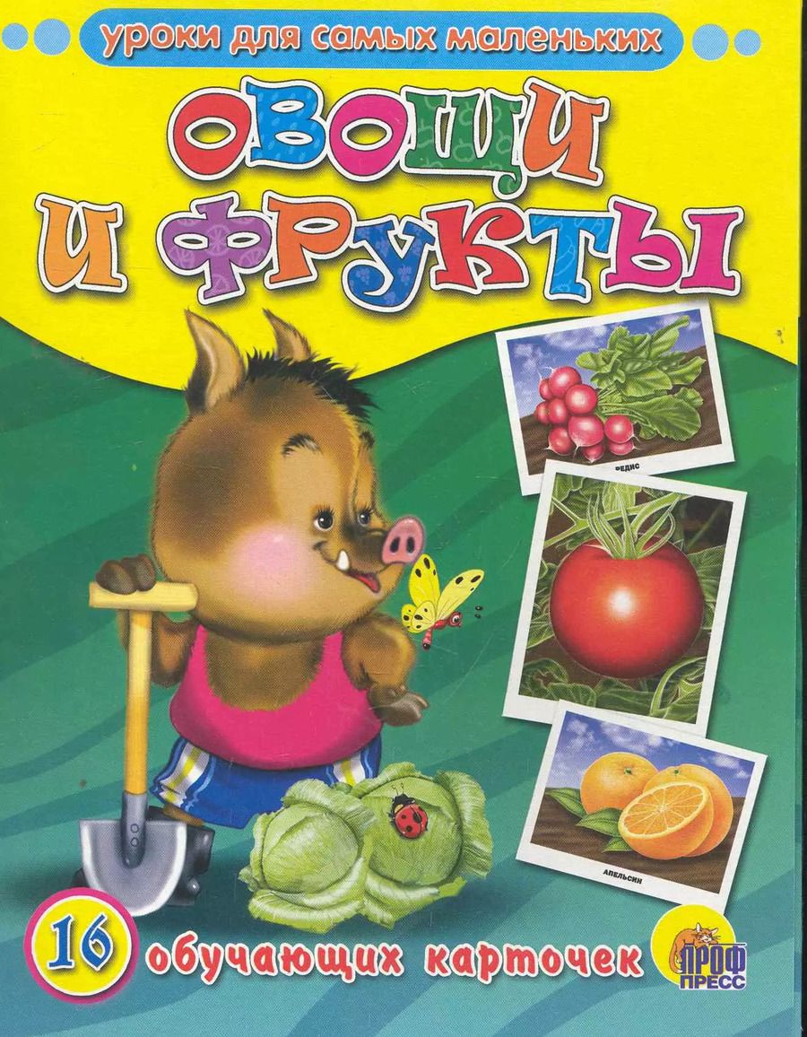 Обложка книги "Овощи и фрукты / 16 обучающих карточек"