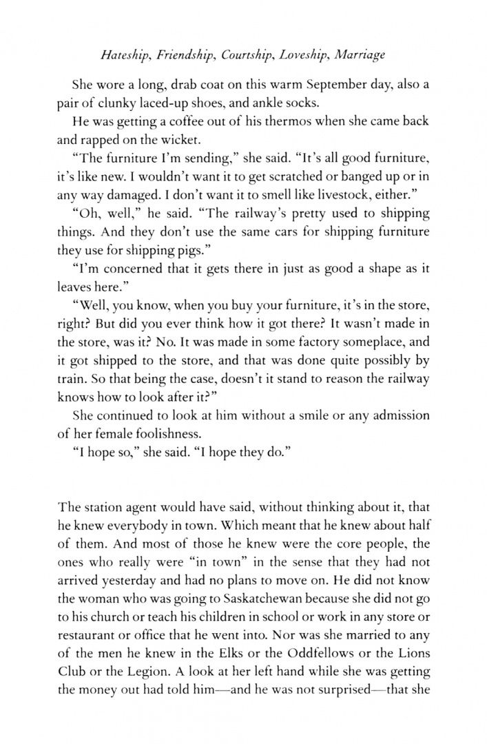 Alice Munro: Hateship, Friendship, Courtship, Loveship, Marriage