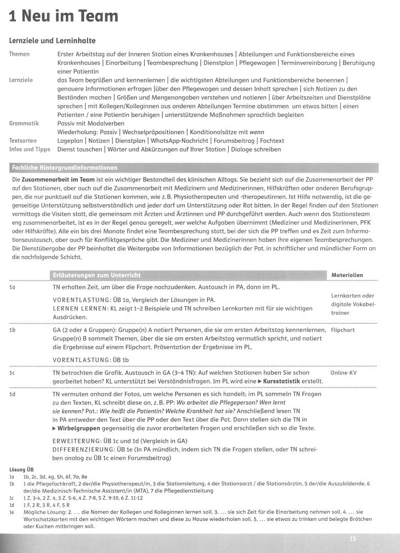 Heidrun Thome: Linie 1 Pflege B2. Deutsch fur Pflegeberufe. Lehrerhandbuch