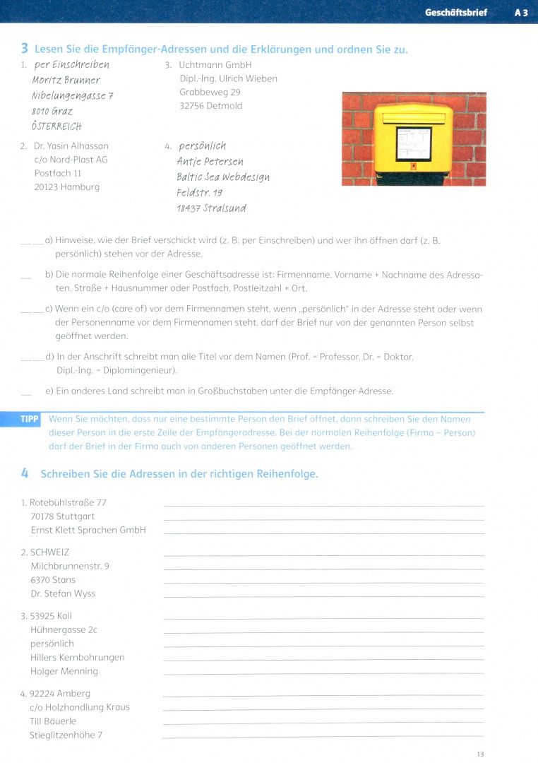 Christian Seiffert: Deutsch intensiv. Schreiben im Beruf B1. Training für Beruf und Alltag. Übungsbuch