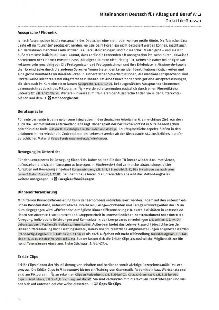 Anja Schwennsen: Miteinander! Deutsch für Alltag und Beruf A1.2. Lehrerhandbuch. Deutsch als Zweitsprache