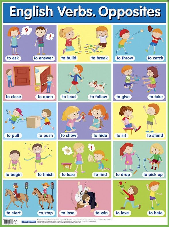 Обложка книги "Английские глаголы. Противоположности. English Verbs. Opposites. Наглядное пособие для начальной школы"