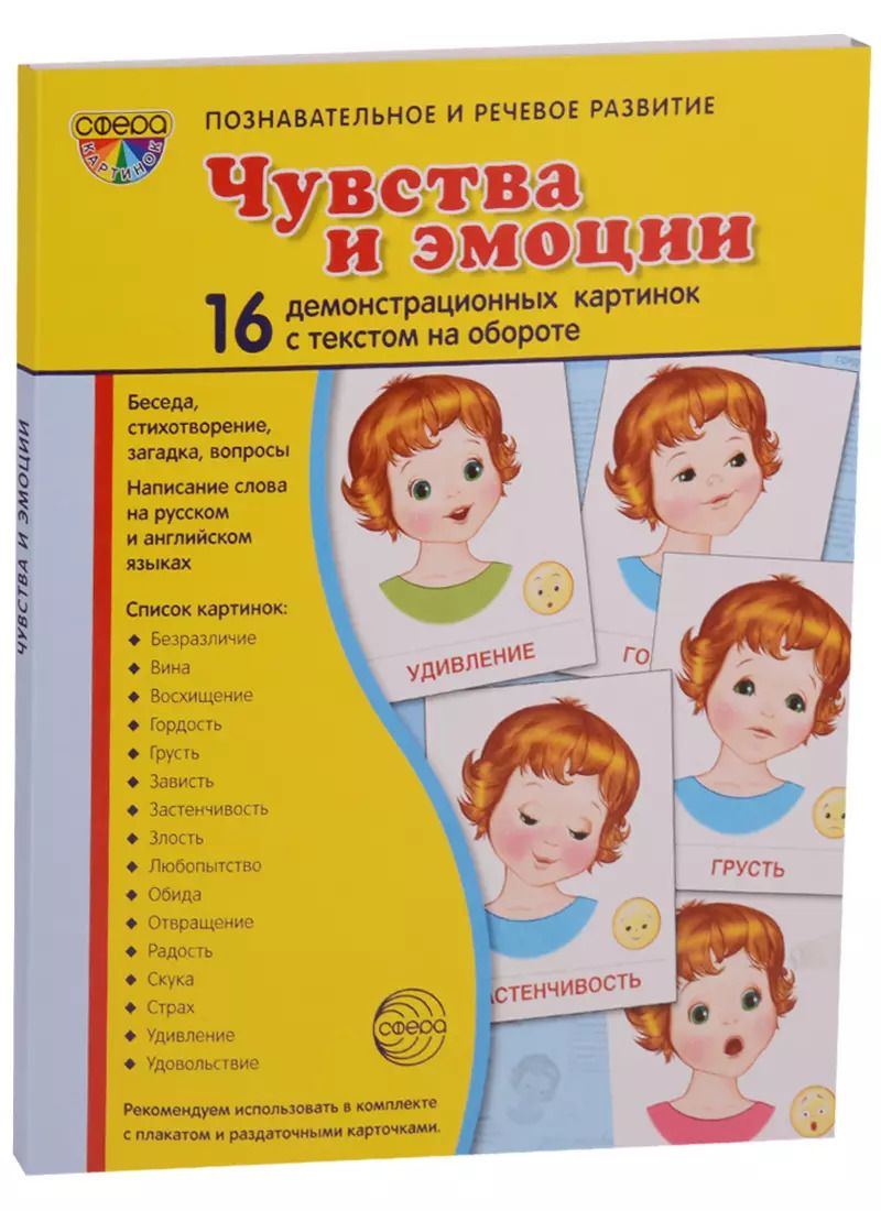 Обложка книги "Дем. картинки СУПЕР Чувства и эмоции. 16 раздаточных карточек с текстом (63х87мм)"