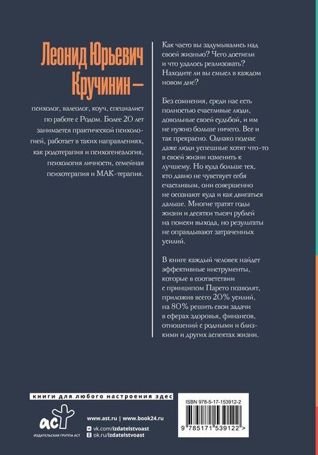 Фотография книги "Леонид Кручинин: По закону Парето: психологические методики устранения жизненных проблем"
