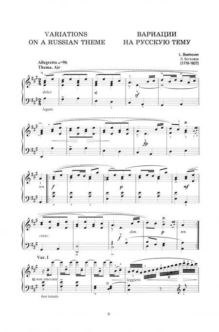 Фотография книги "Людвиг Бетховен: Вариации на русскую тему для фортепиано. Ноты"
