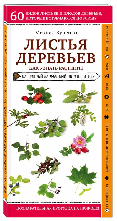 Фотография книги "Михаил Куценко: Листья деревьев. Как узнать растение. Наглядный карманный определитель"