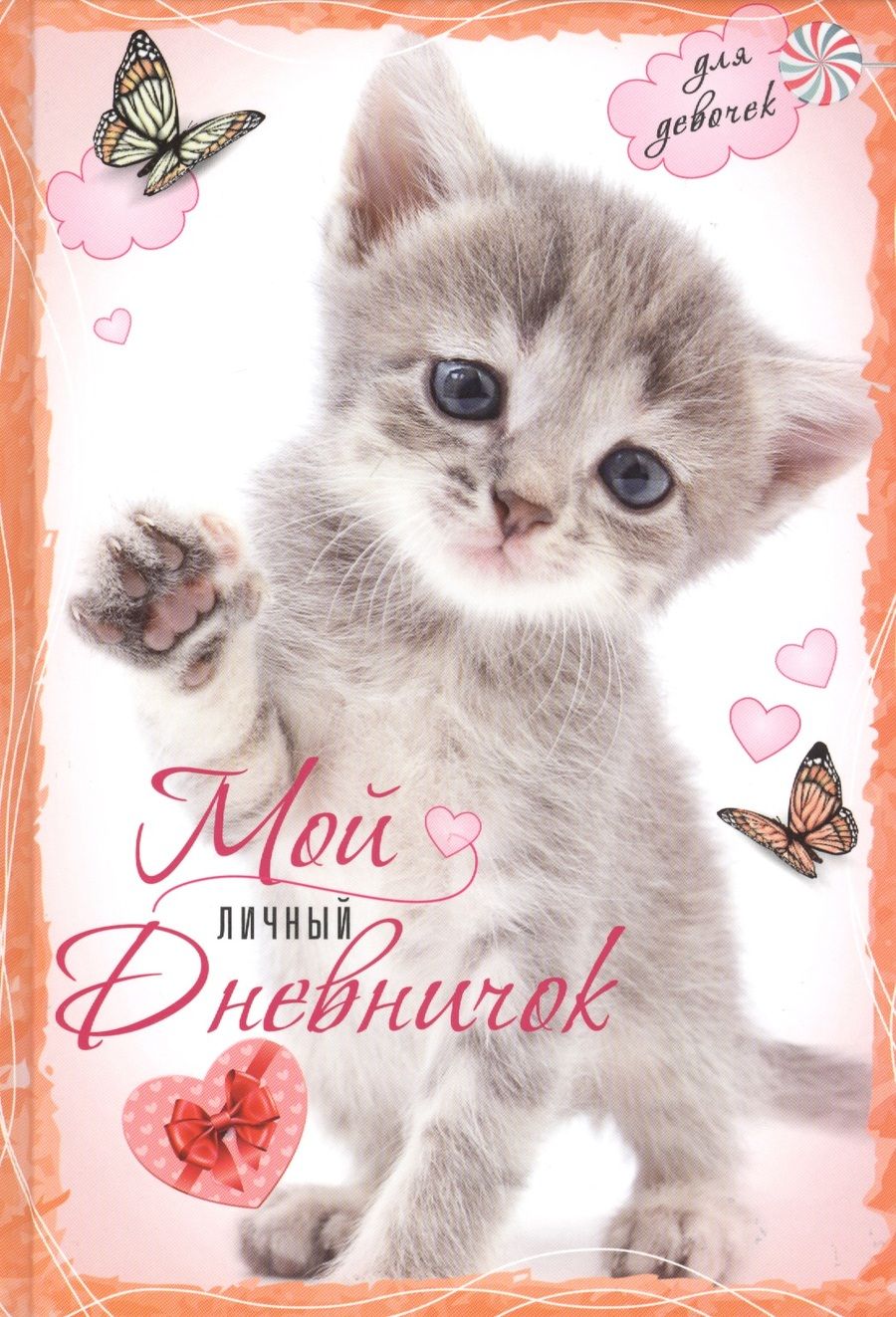 Обложка книги "Мой личный дневничок. Для девочек (Котенок с бабочками)"