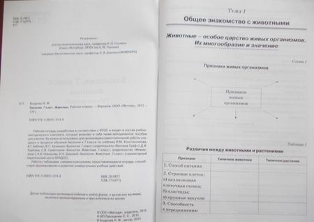 Фотография книги "Наталия Бодрова: Биология. 7 класс. Животные. Рабочая тетрадь. ФГОС"
