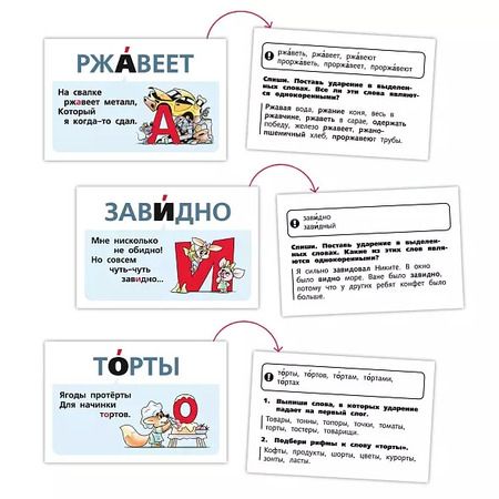Фотография книги "Ольга Комарова: Говорим правильно. Ударение. 1-4 класс (64 карточки)"