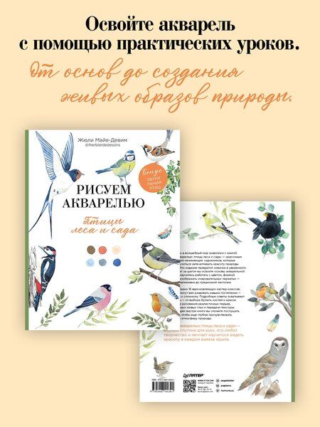 Фотография книги "Рисуем акварелью: птицы леса и сада"