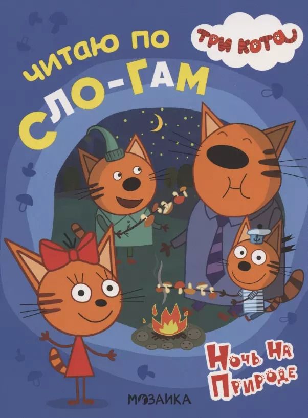 Обложка книги "Три кота. Читаю по слогам. Ночь на природе"