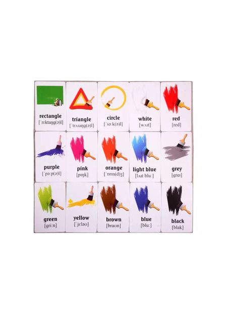 Фотография книги "Учим английские слова. Развивающие карточки "Colors, Ahapes and Prepositions / Цвета, формы и предлоги""