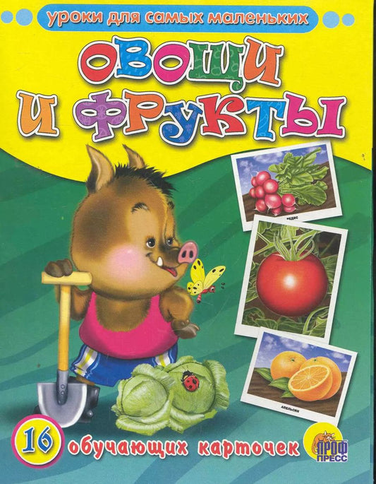 Обложка книги "Овощи и фрукты / 16 обучающих карточек"