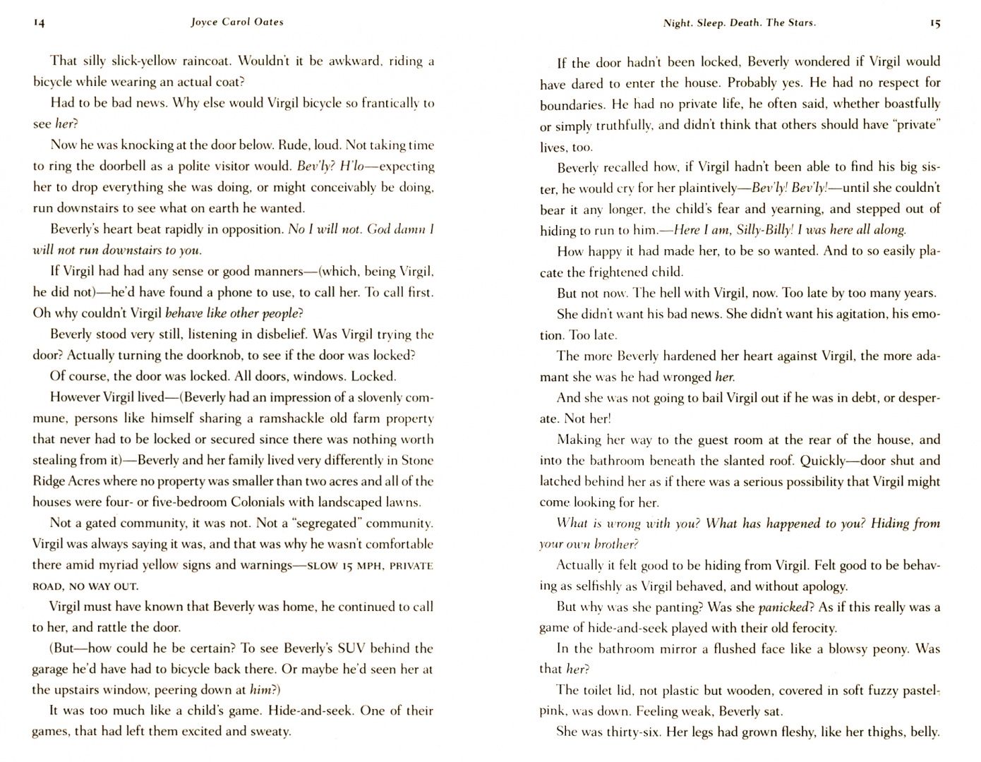 Joyce Oates: Night. Sleep. Death. The Stars