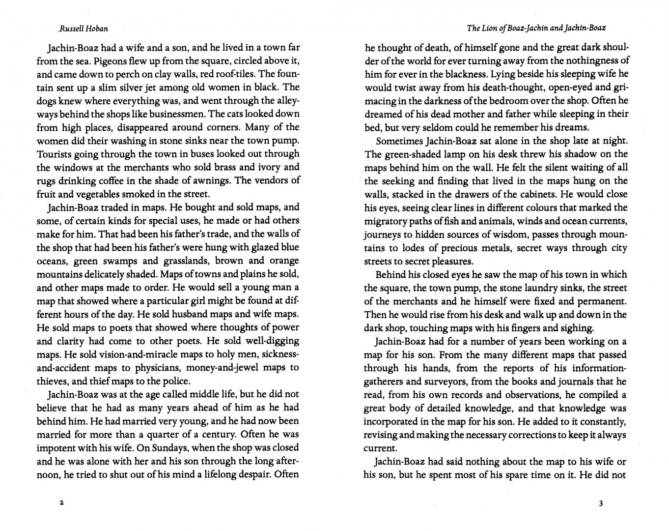Russell Hoban: The Lion of Boaz-Jachin and Jachin-Boaz