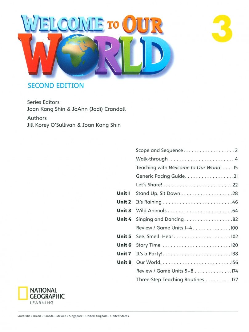 Shin Kang: Welcome to Our World. 2nd Edition. Level 3. Lesson Planner