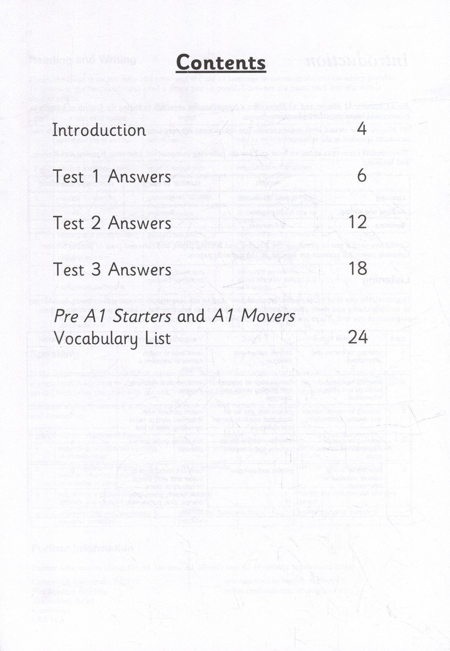 A1 Movers 3. Authentic Examination Papers. Answer Booklet