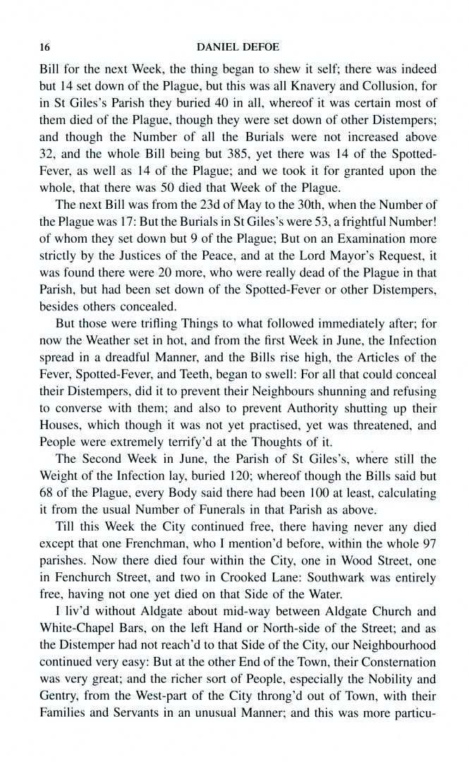 Daniel Defoe: A Journal of the Plague Year