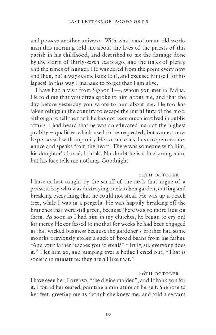 Ugo Foscolo: Last Letters of Jacopo Ortis