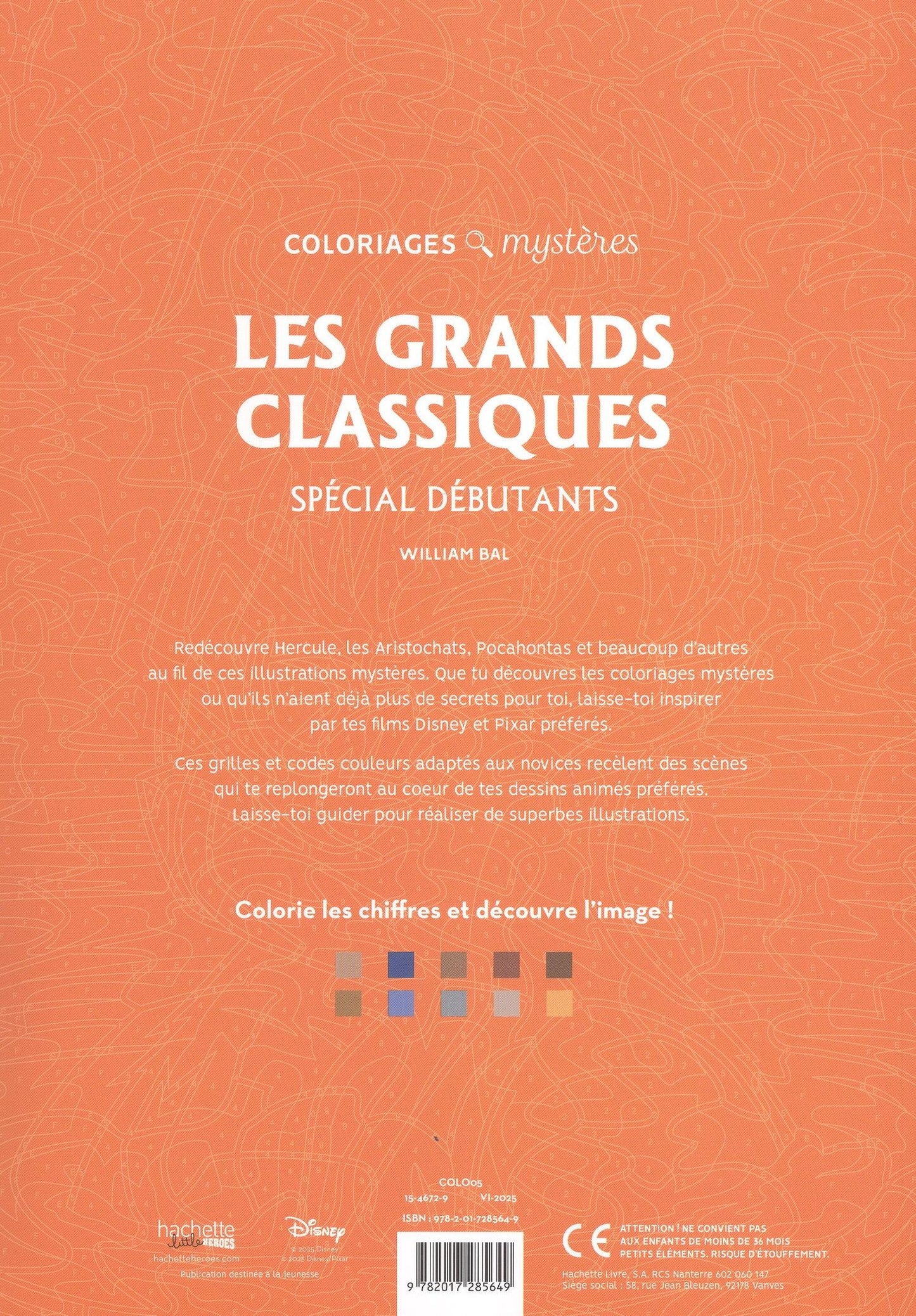 Coloriages mystères Disney - Grands classiques Spécial débutants