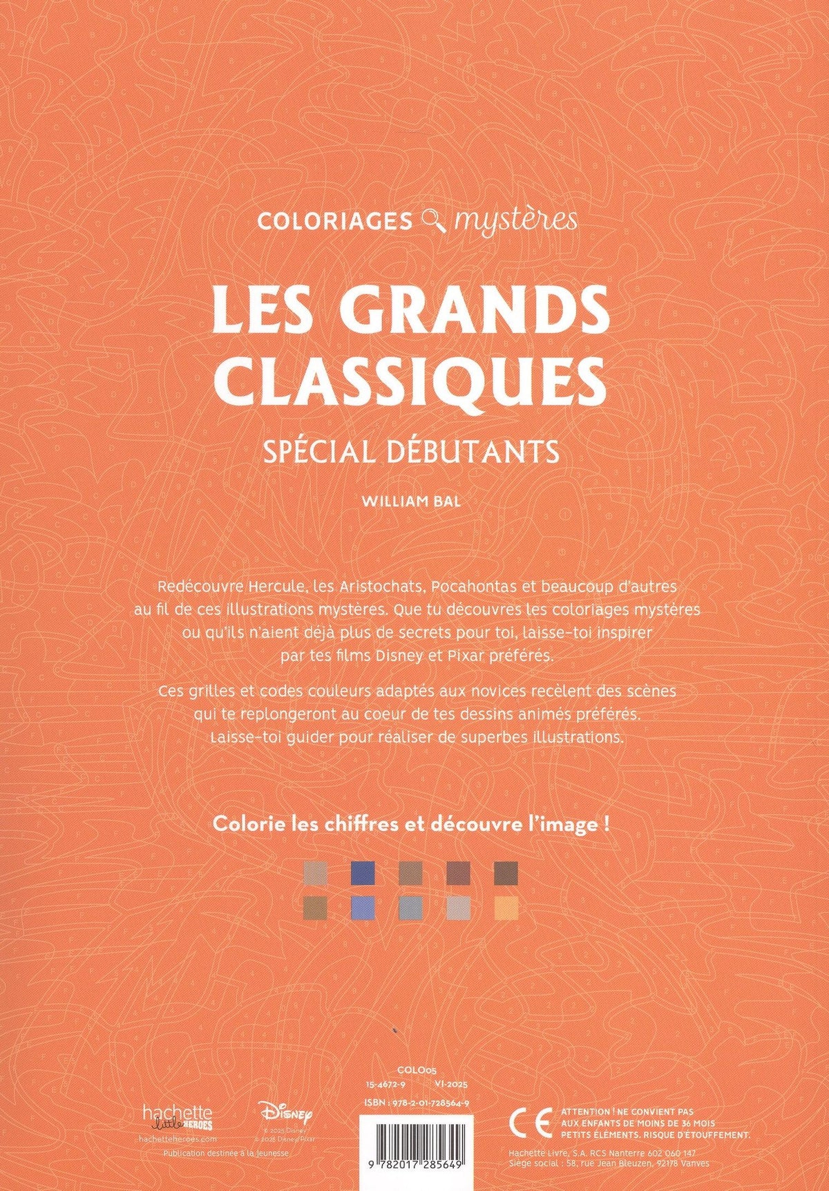 Coloriages mystères Disney - Grands classiques Spécial débutants