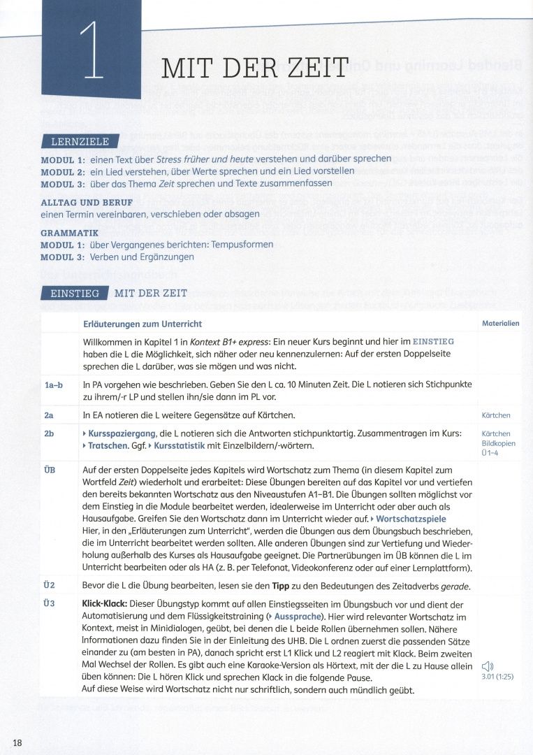 Birgitta Frohlich: Kontext. B1+ express. Unterrichtshandbuch. Deutsch als Fremdsprache