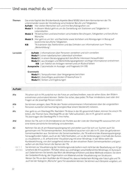 Stephanie Mock-Haugwitz: Aspekte Beruf B1/B2 Brückenelement und B2. Deutsch für Berufssprachkurse. Unterrichtshandbuch