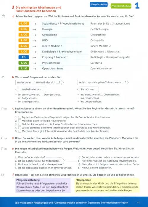 Linie 1 Pflege B2. Deutsch für Pflegeberufe. Kurs- und Übungsbuch mit Audios