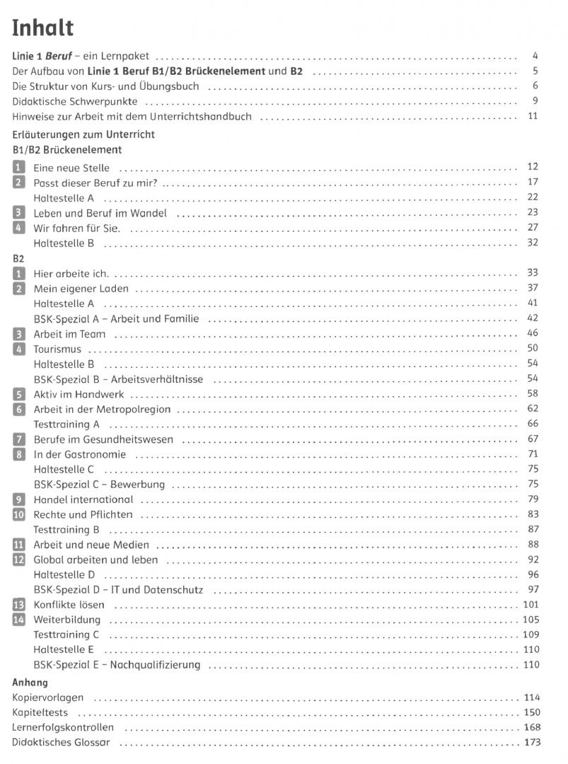 Katja Wirth: Linie 1 Beruf B1/B2 Brückenelement und B2. Deutsch für Berufssprachkurse. Unterrichtshandbuch