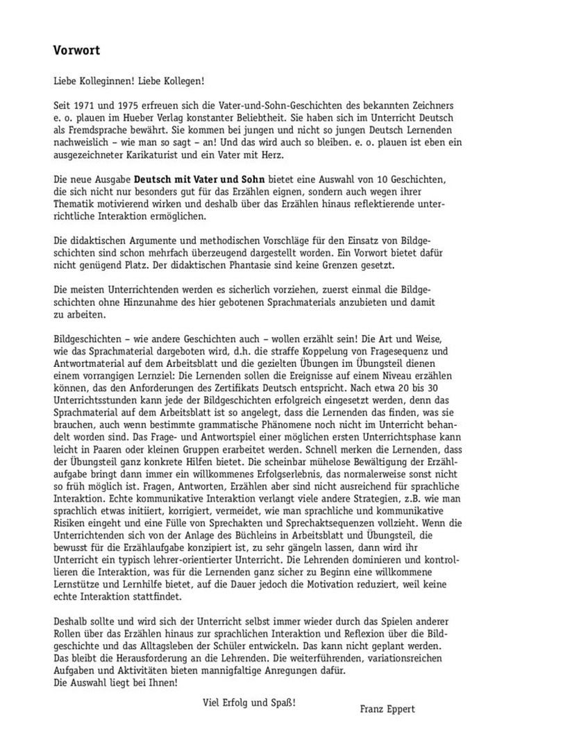 Franz Eppert: Deutsch mit Vater und Sohn. Lesebuch. 10 Bildgeschichten von E. O. Plauen
