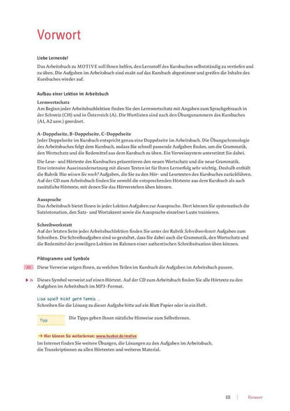 Herbert Puchta: Motive A1. Arbeitsbuch, Lektion 1–8 mit MP3-Audio-CD. Kompaktkurs DaF. Deutsch als Fremdsprache