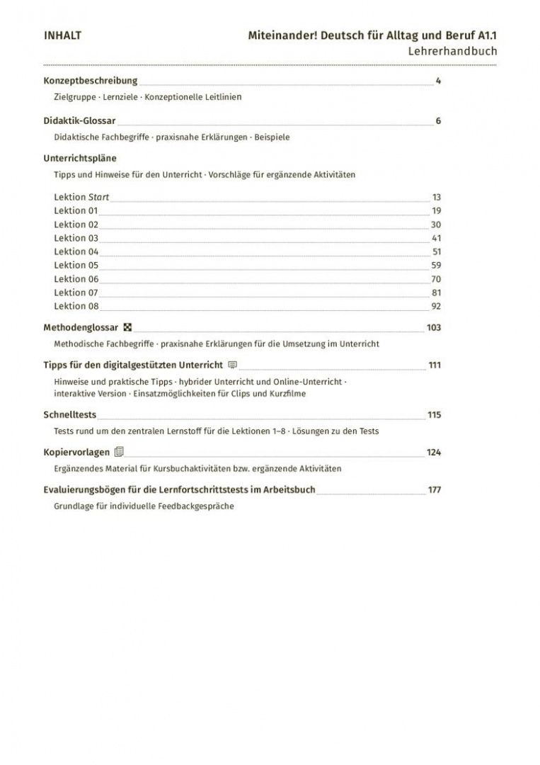 Anja Schwennsen: Miteinander! Deutsch fur Alltag und Beruf A1.1. Lehrerhandbuch. Deutsch als Zweitsprache