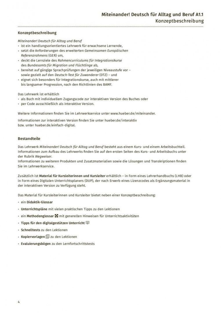 Anja Schwennsen: Miteinander! Deutsch fur Alltag und Beruf A1.1. Lehrerhandbuch. Deutsch als Zweitsprache
