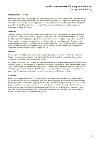 Anja Schwennsen: Miteinander! Deutsch fur Alltag und Beruf A1.1. Lehrerhandbuch. Deutsch als Zweitsprache