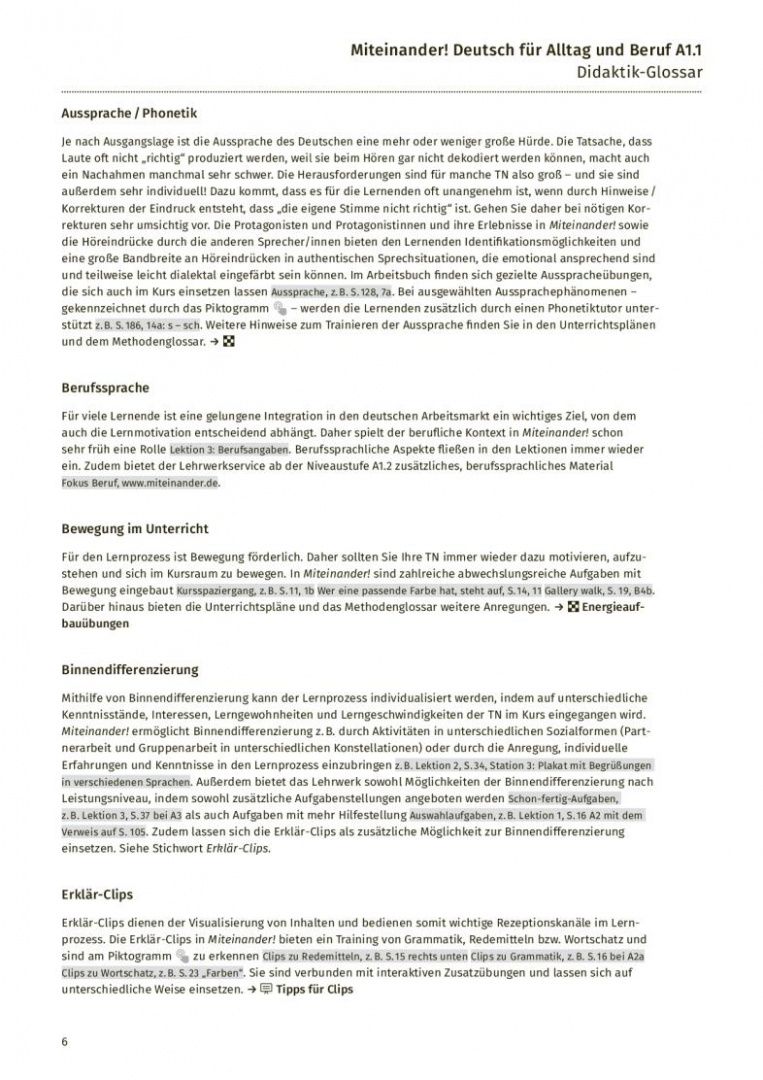 Anja Schwennsen: Miteinander! Deutsch fur Alltag und Beruf A1.1. Lehrerhandbuch. Deutsch als Zweitsprache