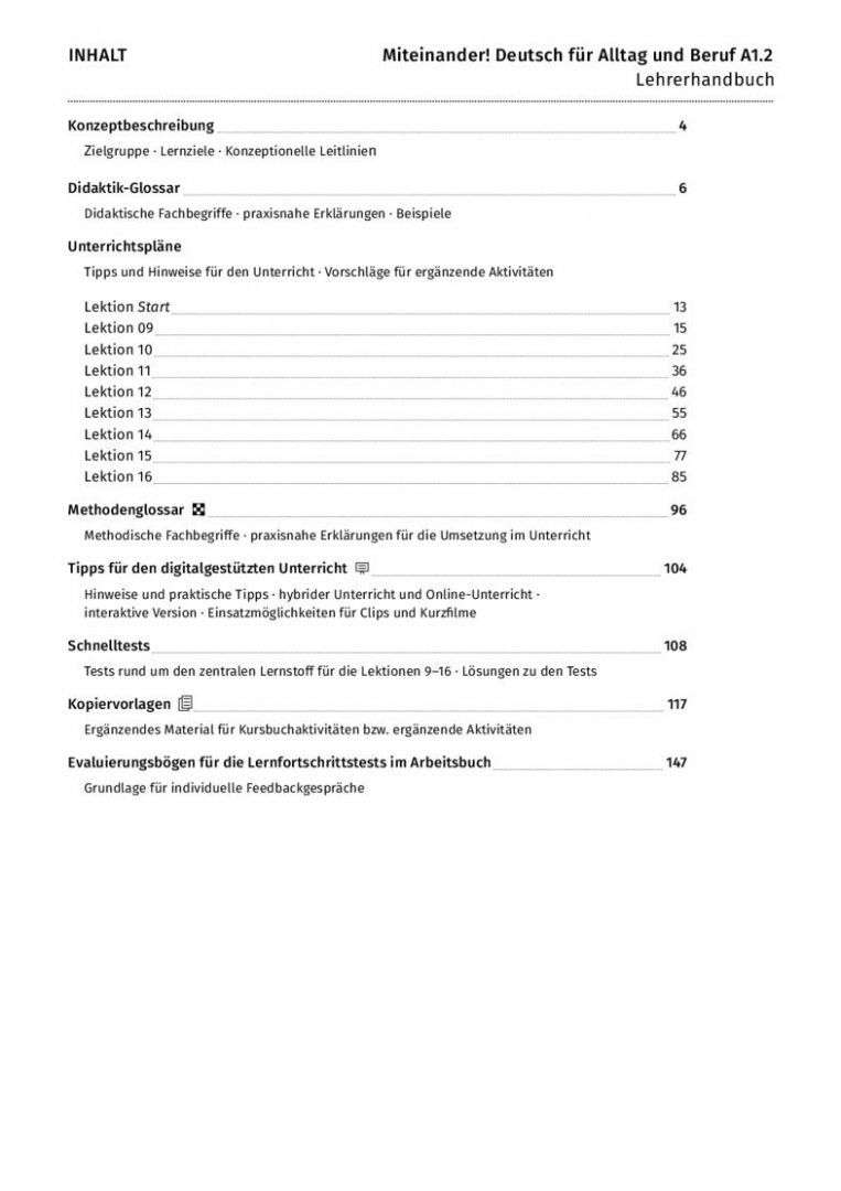 Anja Schwennsen: Miteinander! Deutsch für Alltag und Beruf A1.2. Lehrerhandbuch. Deutsch als Zweitsprache
