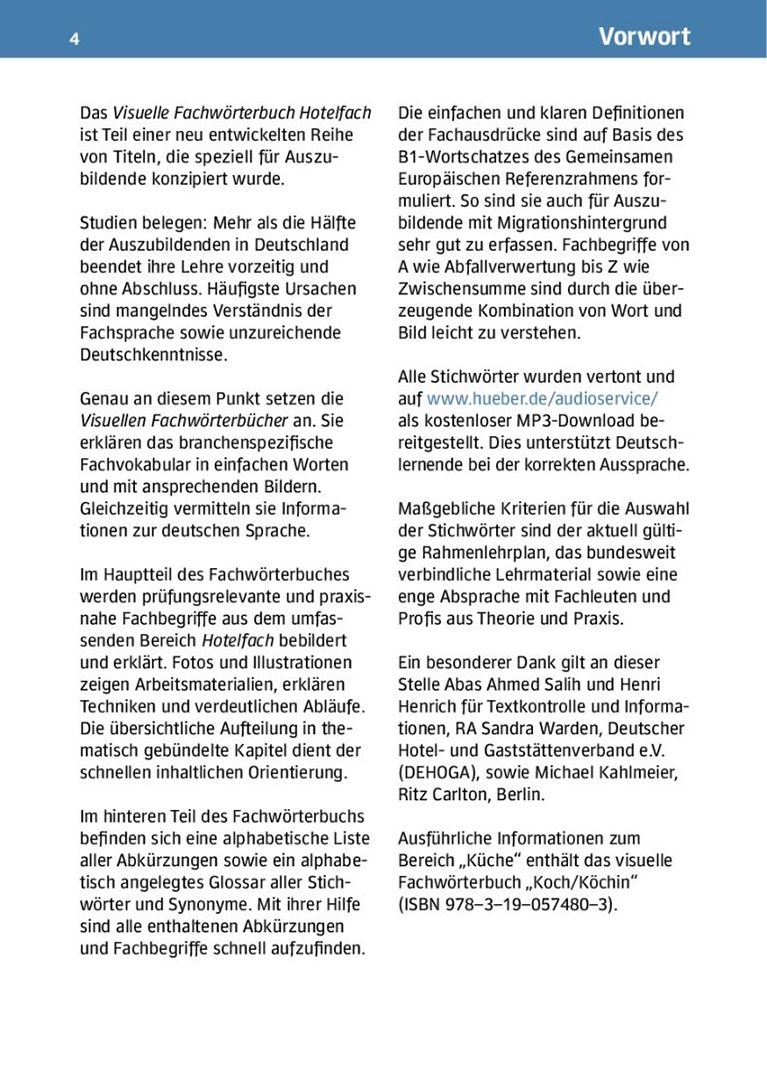 Cornelia Gruter: Visuelles Fachwörterbuch Hotelfach. Buch mit Audios online