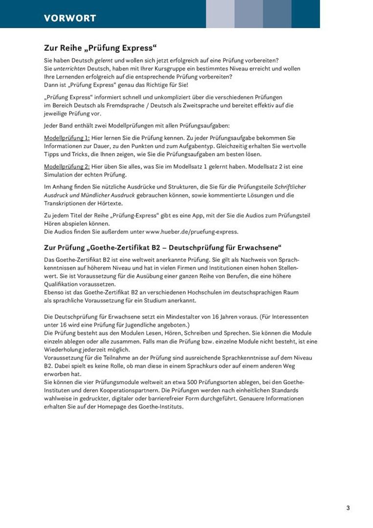 Heide Stiebeler: Prüfung Express. Goethe-Zertifikat B2, Deutschprüfung für Erwachsene. Übungsbuch mit Audios online