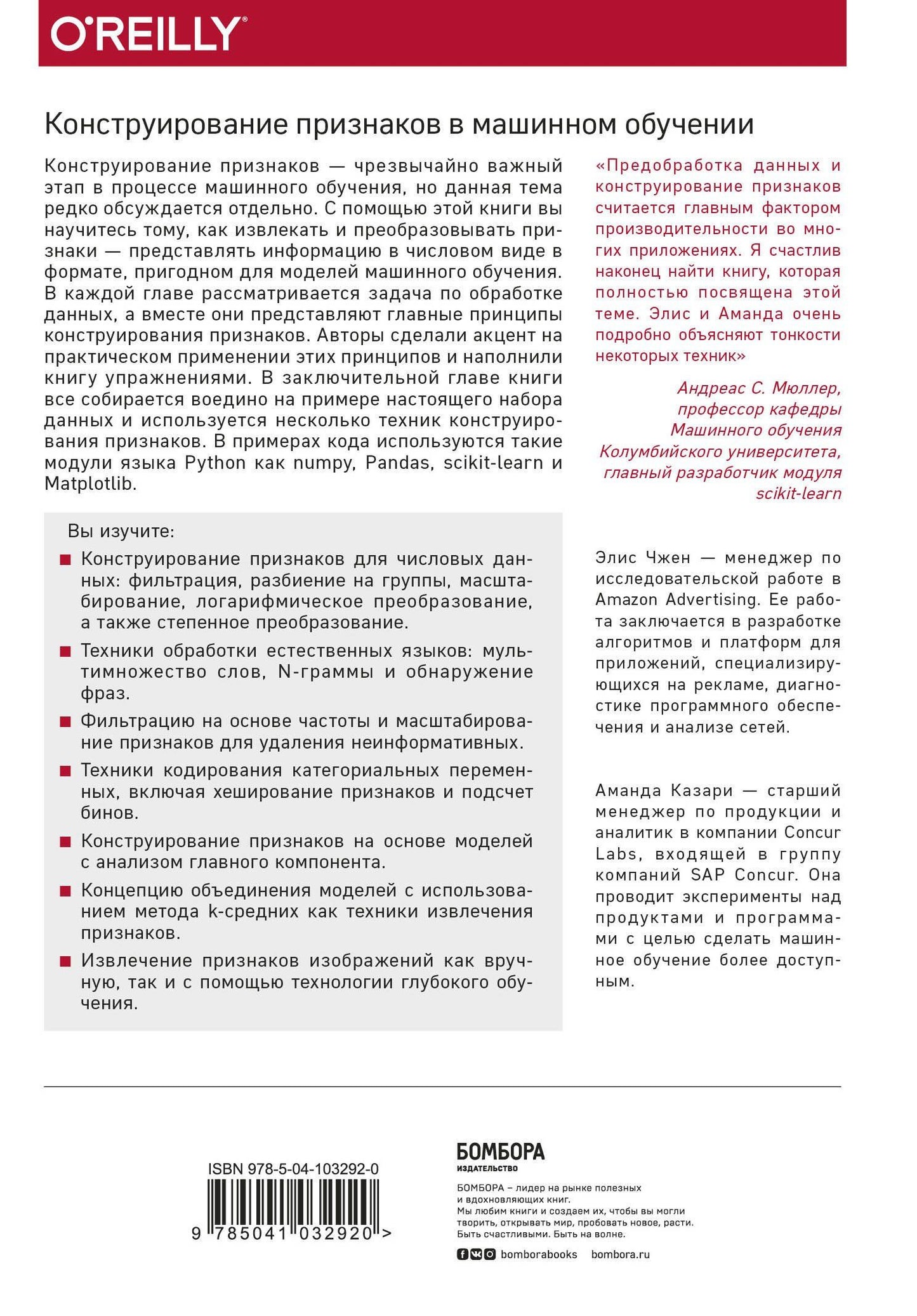 Аманда Казари: Машинное обучение: Конструирование признаков. Принципы и техники для аналитиков
