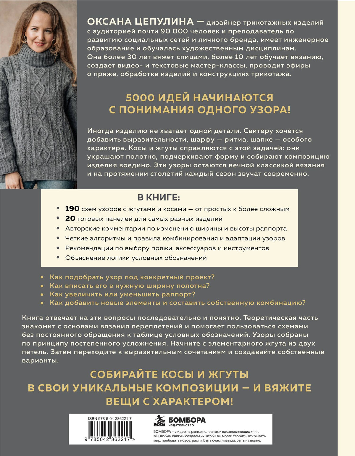 Оксана Цепулина: Мастер вязания спицами. ЖГУТЫ и КОСЫ. 5000 стильных узоров и их комбинаций. Книга-конструктор