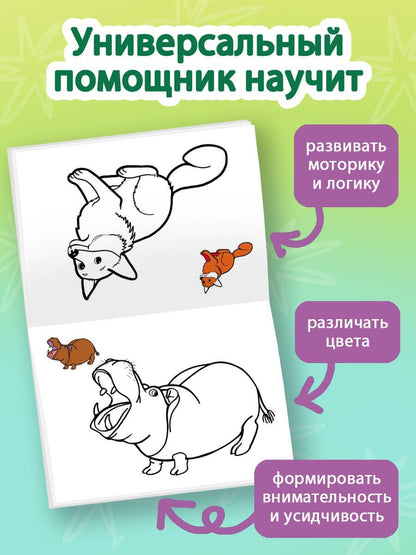 Раскрась по образцу. Дикие животные