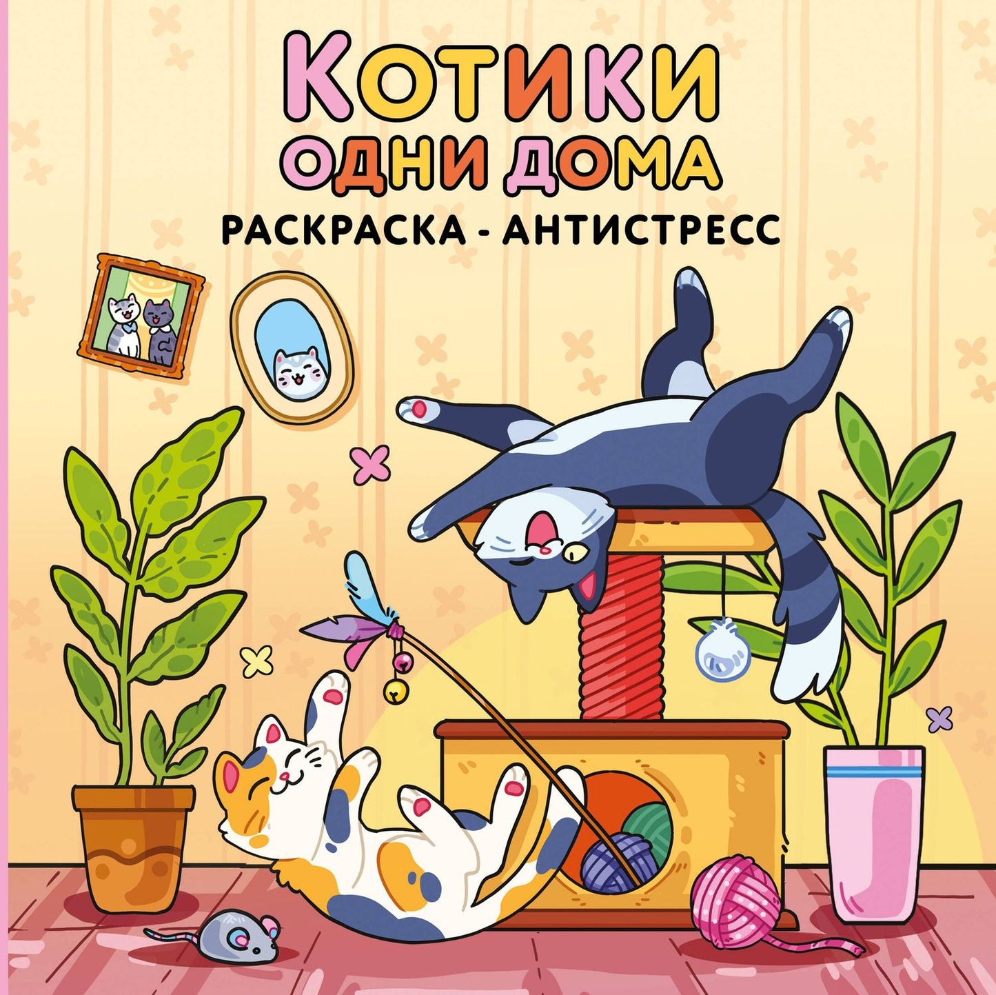 Котики одни дома. Раскраска-антистресс