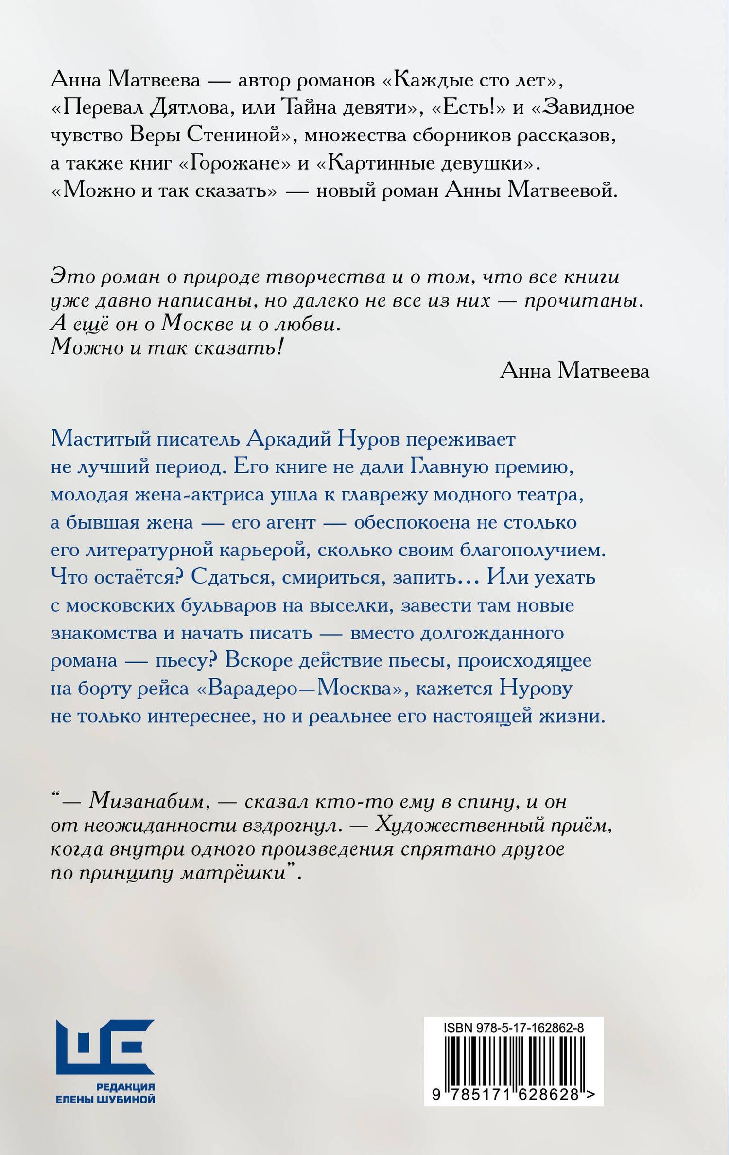 Анна Матвеева: Можно и так сказать : роман-мизанабим