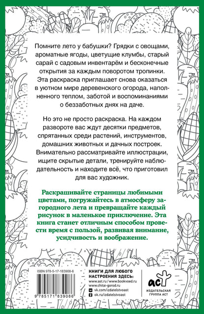 Светлана Холмс: Бабулин огород. Раскраска на поиск предметов