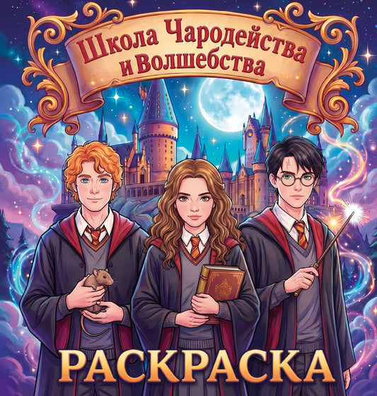 Школа чародейства и волшебства. Раскраска