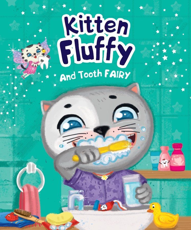 Анна Купырина: Kitten Fluffy and Tooth fairy (Котёнок Пух и Зубная фея, мелов. 200х240)
