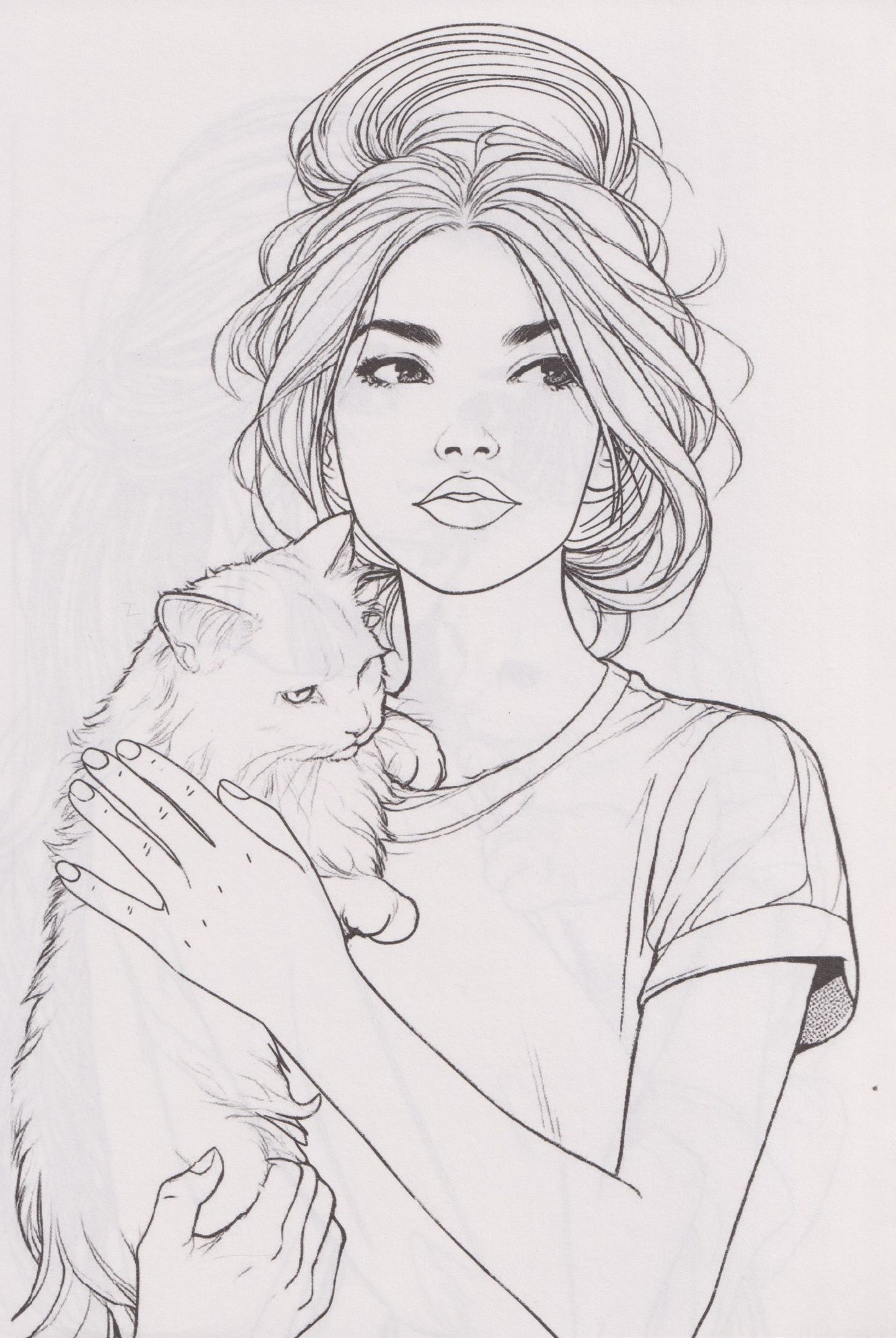 Раскраска. Девушки. Girls & Cats