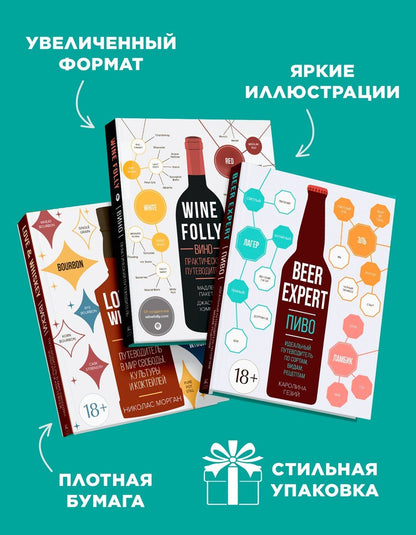 Николас Морган: Изысканная коллекция. Путеводители по миру виски, пива и вина. Сборный комплект в коробе из 3-х книг