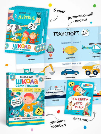 Школа Семи Гномов. Базовый курс. Окружающий мир. Комплект 2+, 6 книг + развивающие материалы