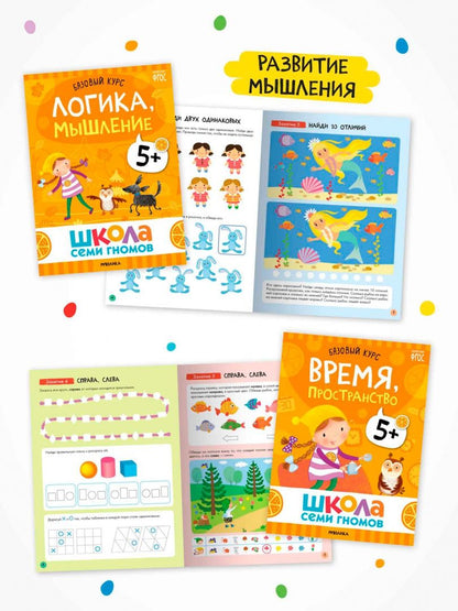Школа Семи Гномов. Годовой базовый курс. Комплект. 5+, 12 книг + развивающие материалы
